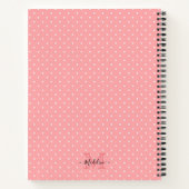 Monogram voor Cute Pink Polka Dots Name Notitieboek (Achterkant)