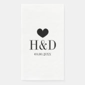 Monogram voor de bruiloft van het zwart-wit hart servet (Voorkant)
