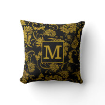 Monogram voor de familie Black and Gold Damask
