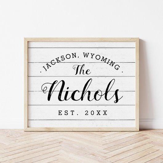 Monogram voor de Farmhouse Faux Shiplap Family Poster