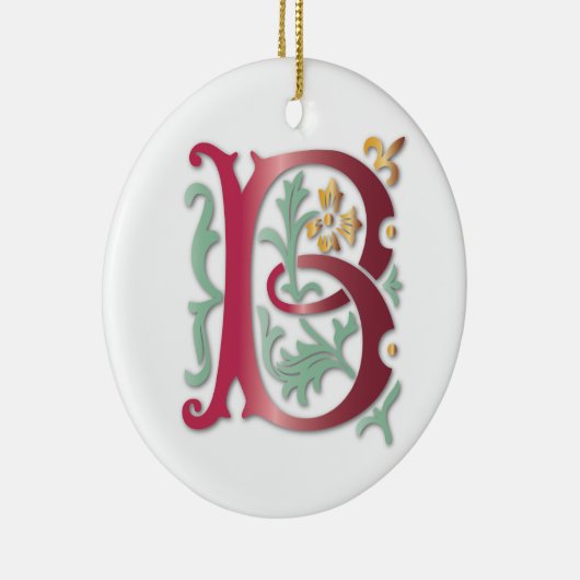 Monogram voor de Fleur-de-lis B Keramisch Ornament (Rechts)