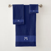 Monogram voor de navelblauw handdoekset bad handdoek (Insitu)