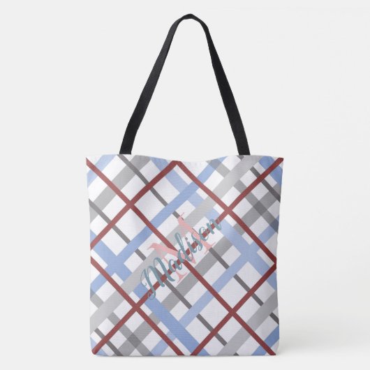 Monogram voor de paardenblauw Burgundy Cute Girly Tote Bag (Achterkant)