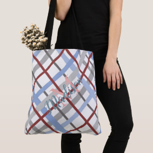 Monogram voor de paardenblauw Burgundy Cute Girly Tote Bag