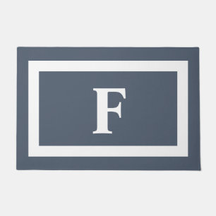 Monogram voor de robuuste blauwe moderne familie b deurmat