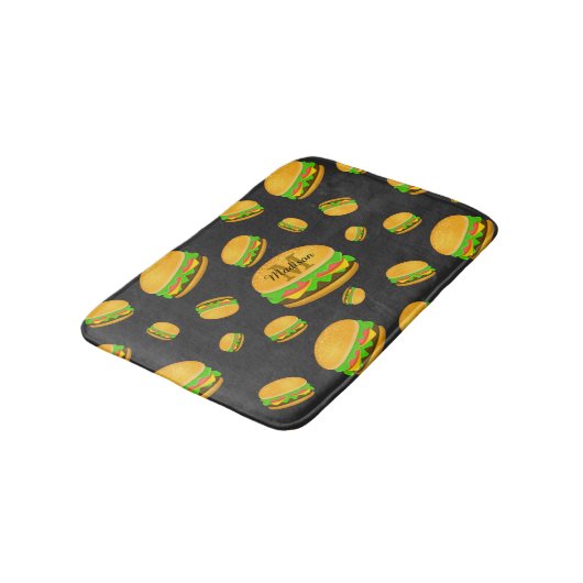 Monogram voor de rotte en leuke yummy-hamburger badmat (Gekanteld)