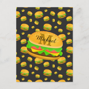 Monogram voor de rotte en leuke yummy-hamburger briefkaart