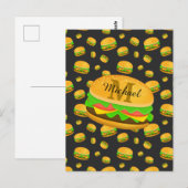 Monogram voor de rotte en leuke yummy-hamburger briefkaart (Voorkant / Achterkant)
