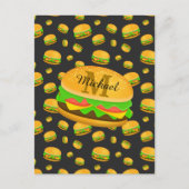 Monogram voor de rotte en leuke yummy-hamburger briefkaart (Voorkant)