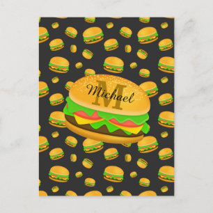 Monogram voor de rotte en leuke yummy-hamburger briefkaart