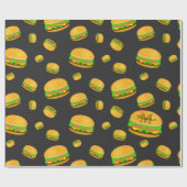 Monogram voor de rotte en leuke yummy-hamburger cadeaupapier (Vlak)
