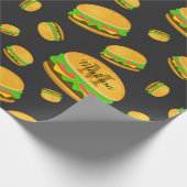Monogram voor de rotte en leuke yummy-hamburger cadeaupapier (Hoek)