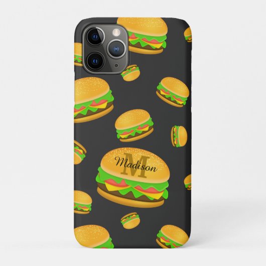 Monogram voor de rotte en leuke yummy-hamburger Case-Mate iPhone case (Achterkant)