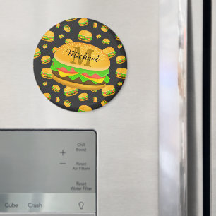 Monogram voor de rotte en leuke yummy-hamburger magneet