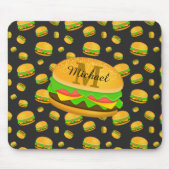 Monogram voor de rotte en leuke yummy-hamburger muismat (Voorkant)