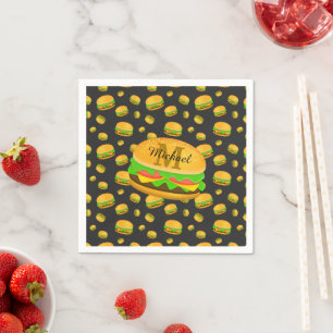 Monogram voor de rotte en leuke yummy-hamburger servet