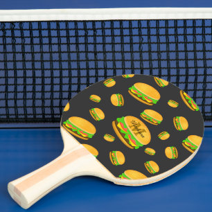 Monogram voor de rotte en leuke yummy-hamburger tafeltennisbatje