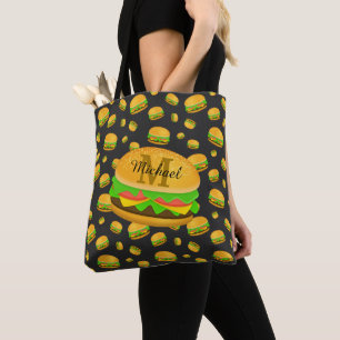 Monogram voor de rotte en leuke yummy-hamburger tote bag