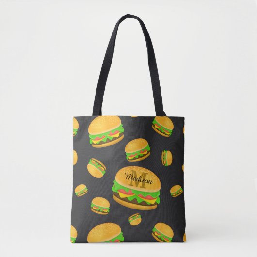 Monogram voor de rotte en leuke yummy-hamburger tote bag (Voorkant)