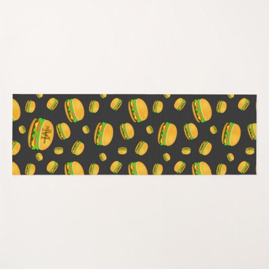 Monogram voor de rotte en leuke yummy-hamburger yogamat (Voorkant (horizontaal))