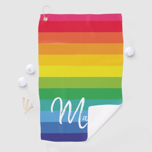 Monogram voor de Stomme en Moderne Regenboogstapes Golfhanddoek (Insitu)