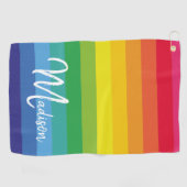 Monogram voor de Stomme en Moderne Regenboogstapes Golfhanddoek (Horizontaal)