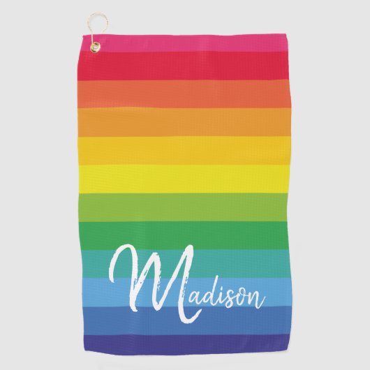 Monogram voor de Stomme en Moderne Regenboogstapes Golfhanddoek (Voorkant)