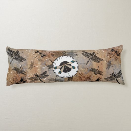  monogram voor dragonfly-onderdruk lichaamskussen (Achterkant)