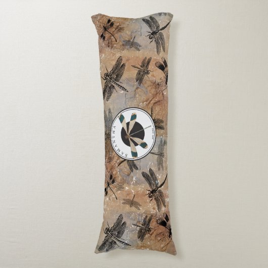  monogram voor dragonfly-onderdruk lichaamskussen (Voorkant Verticaal)