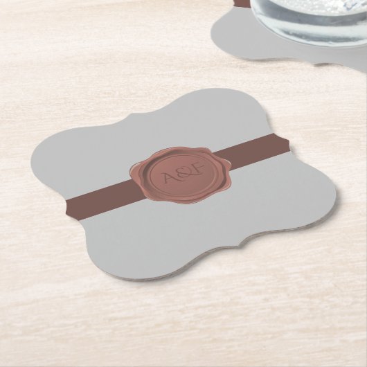Monogram voor Elegant Band en Seal Kartonnen Onderzetters (Gekanteld)