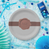 Monogram voor Elegant Band en Seal Papieren Bordje (Feest)