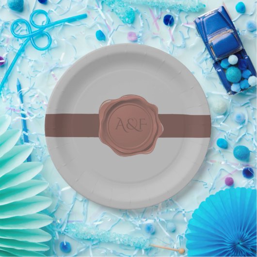 Monogram voor Elegant Band en Seal Papieren Bordje (Feest)