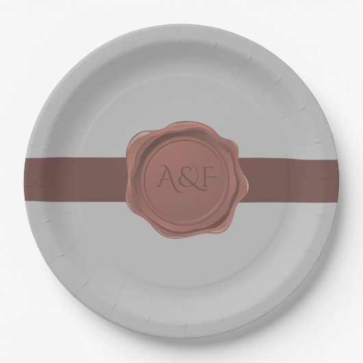 Monogram voor Elegant Band en Seal Papieren Bordje (Voorkant)
