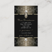 Monogram voor Elegant Black en Beige  Ornamenten Visitekaartje (Achterkant)
