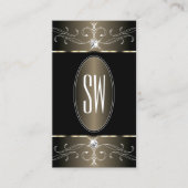 Monogram voor Elegant Black en Beige  Ornamenten Visitekaartje (Voorkant)