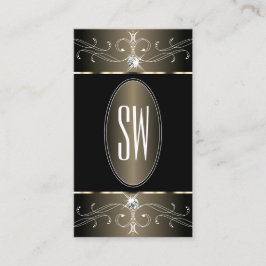 Monogram voor Elegant Black en Beige  Ornamenten Visitekaartje