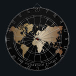 Monogram voor Elegant Black en Gold Wereldkaart Dartbord<br><div class="desc">Elegant Black Honeymoon financiert Wereldkaart</div>