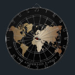 Monogram voor Elegant Black en Gold Wereldkaart Dartbord<br><div class="desc">Elegant Black Honeymoon financiert Wereldkaart</div>
