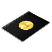 Monogram voor Elegant Black Gold Moderne Sjabloon Notitieboek (Linkerzijde)