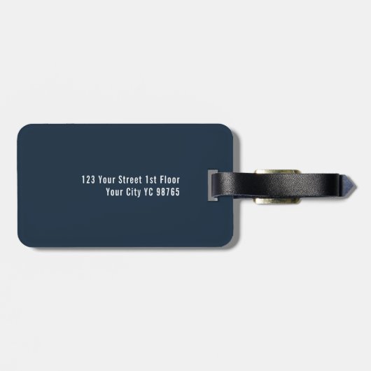 Monogram voor Elegant Blue Stripes Bagagelabel (Achterkant horizontaal)
