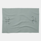 Monogram voor Elegant Chic Sage Green Family Theedoek (Horizontaal)