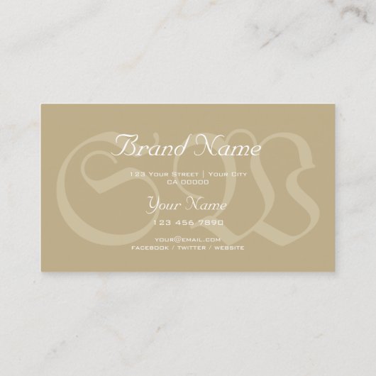 Monogram voor Elegant Cream Snake Pattern Light Co Visitekaartje (Achterkant)