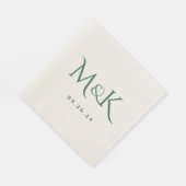 Monogram voor Elegant en Simple Emerald Green Wedd Servet (Hoek)