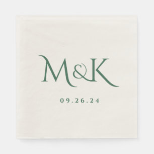 Monogram voor Elegant en Simple Emerald Green Wedd Servet