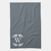 Monogram voor Elegant Slate Gray Theedoek (Verticaal)