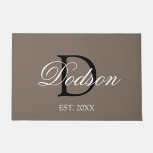 Monogram voor Elegant Tan Brown Script Family Deurmat