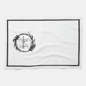 Monogram voor elegant zwart-wit gezin botanisch theedoek (Horizontaal)