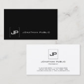 Monogram voor elegant zwart-wit moderne Sjabloon Visitekaartje (Voorkant / Achterkant)