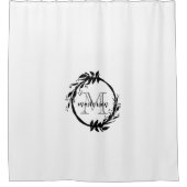 Monogram voor elegante zwarte en witte botanische  douchegordijn (Voorkant)