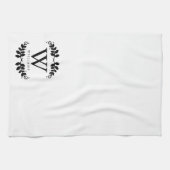Monogram voor elegante zwarte en witte familie theedoek (Horizontaal)